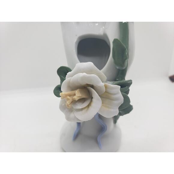 Vintage Porcelain Ceramic Hand Shaped 3D Vase Sculpted Rose Floral Decor - Picture 4 of 14